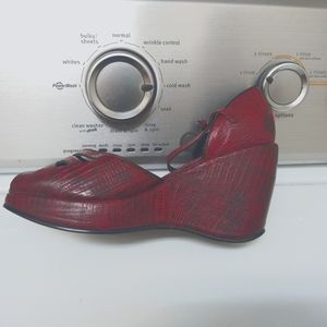 Vintage peep toe red platforms.